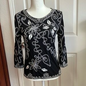 Vintage Lauren Michelle embroidered women’s Embellished Blouse Size:S